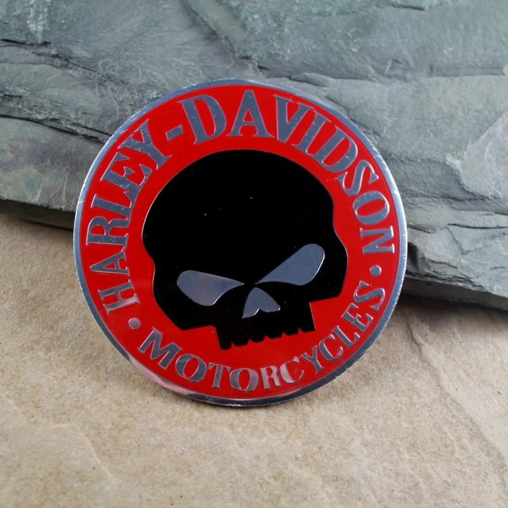 2 Harley Davidson Red  Black Skull Sportster Emblems Gas Fuel Tank Decals Badges - Picture 7 of 7